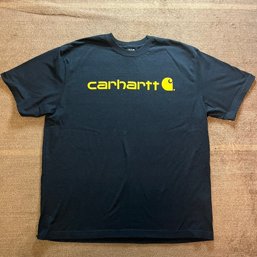 Carhartt Mens Loose Fit Graphic T-Shirt Black Yellow Logo XL Short Sleeve Tee